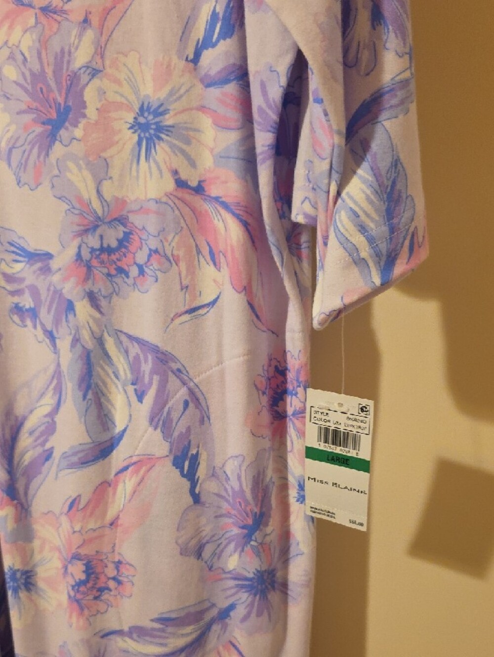 Miss Elaine Lavender Floral Zip-Front Robe - Picture 5 of 7